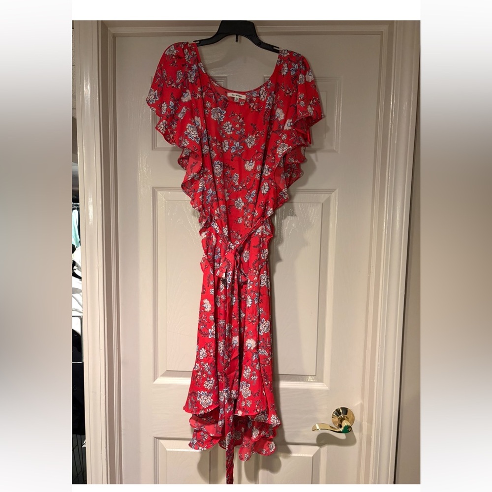 Floral Red Ruffle Dress - Picture 2 of 7